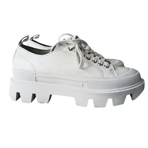 JEFFREY CAMPBELL Roches Chunky Platform Smeakers Women's 7.5 White Leather Glam